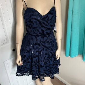 City Studio Navy Blue Lace Dress